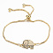Adjustable Brass Micro Pave Cubic Zirconia Slider Bracelets, Bolo Bracelets, Elephant, Colorful, Golden, 10-1/4 inch(260mm), 1.2mm