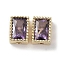 Brass with Cubic Zirconia Beads, Cadmium Free & Nickel Free & Lead Free, Real 18K Gold Plated, Rectangle, Dark Violet, 7x5x3.5mm, Hole: 0.6mm & 1mm