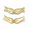 Brass Micro Pave Clear Cubic Zirconia Connector Charms, Wing Links, Real 18K Gold Plated, Cadmium Free & Nickel Free & Lead Free, 10x27.5x1.5mm, Hole: 1.4mm
