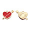 Light Gold Plated Alloy Pendants, with Enamel, Heart with Arrow, Red, 18x23.5x2mm, Hole: 2.5mm