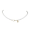 Brass Micro Pave Grade AAA Cubic Zirconia Letter Pendant Necklaces, Heart & Round Baking Painted Pearlized Glass Pearl Beaded Necklaces for Women, Letter B, 15.20 inch(38.6cm)