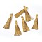 Nylon Tassel Big Pendants, with Iron Findings, Golden, Goldenrod, 80x8.5mm, Hole: 5x6.5mm