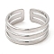Non-Tarnish 304 Stainless Steel Open Cuff Rings, Triple Line, Stainless Steel Color, Inner Diameter: 17.6mm