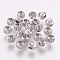 Brass Beads, Round with Corrugated, Platinum, 7x6mm, Hole: 2mm
