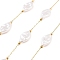 Ion Plating(IP) 304 Stainless Steel Paperclip Chains, Soldered, with ABS Imitation Pearl Beads, Real 18K Gold Plated, Real 18K Gold Plated, 17x9.5x4mm, about 16.40 Feet(5m)/Roll