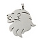 Non-Tarnish 304 Stainless Steel Pendants, Laser Cut, Lion Charm, Stainless Steel Color, 35x36x1.5mm, Hole: 6x3mm