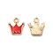 Alloy Enamel Pandants, Lead Free & Cadmium Free, Light Gold, Crown Charm, Red, 12x11x2mm, Hole: 1.8mm