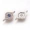 DIY Brass Micro Pave Cubic Zirconia Links, Eye, Platinum, 8x16x2mm, Hole: 1mm