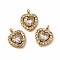 PVD Vacuum Plating 304 Stainless Steel Cubic Zirconia Pendants, with Rhinestone, Heart Charms, Clear, 12.5x10x3.5mm, Hole: 1.8mm