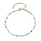 304 Stainless Steel Enamel Link Chains Anklets, Colorful, 8-5/8 inch(22cm)