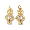 Brass Micro Pave Cubic Zirconia Pendants, Bear, with Jump Ring, Lead Free & Cadmium Free, Long-Lasting Plated, Real 18K Gold Plated, 17.5x9.5x4.5mm, Hole: 3mm