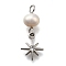 Brass Micro Pave Cubic Zirconia Pendants, Asterism, Rack Plating, Long-Lasting Plated, with Natural Pearl, Cadmium Free & Lead Free, Platinum, 19mm, Hole: 1.6mm