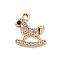 UV Plating Alloy Rhinestone Pendants, Rocking Horse Charms, Golden, 18x15.5x2.5mm, Hole: 2.2mm