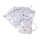 Heart Printed Organza Bags, Gift Bags, Rectangle, White, 12x10cm