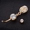 Piercing Jewelry, Brass Cubic Zirconia Navel Ring, Belly Rings, with 304 Stainless Steel Bar, Cadmium Free & Lead Free, Real 18K Gold Plated, Clear, 38x8mm, Bar Length: 3/8