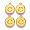 Alloy Pendant Cabochon Settings, For Enamel, Cadmium Free & Lead Free, Flat Round with Letter, Light Gold, Letter.C, 14x12x2mm, Hole: 1.5mm