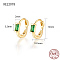 925 Sterling Silver Pave Cubic Zirconia Rectangle Hoop Earrings for Women, with 925 Stamp, Real 18K Gold Plated, Green, 12x2x10.5mm