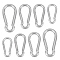 304 Stainless Steel Rock Climbing Carabiners, Spring Clasp, Key Clasps, Stainless Steel Color, 40~70x20~35x4~8mm, 8pcs/box