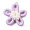 Polyester Pendants, Flower, with Platinum Jump Ring, Plum, 56x59x10mm, Hole: 5mm