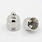 Brass Cord Ends, Platinum Color, about 7mm wide, 10mm long, hole: 1.5mm, 5.5mm inner diameter