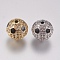 Brass Micro Pave Cubic Zirconia Beads, with Enamel, Round, Black & Clear, Mixed Color, 9.5mm, Hole: 1mm