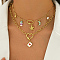 Romantic Ocean-themed Brass Clear Cubic Zirconia with Enamel Heart Pendant Necklaces for Women, Perfect Valentine's Day Gift, Golden, Red, 16.54 inch(42cm)