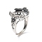 925 Sterling Silver Adjustable Ring Components, Pad Ring Settings, Oval, Antique Silver, Tray: 18x15mm, 6.5mm, Inner Diameter: 17mm
