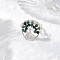 Natural Green Aventurine Beads with Solid Round Brass Beads and Eco-Friendly Copper Wire Rings, US Size 7 1/4(17.5mm)