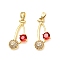 Brass Micro Pave Cubic Zirconia Pendants, Cadmium Free & Lead Free, Cherry, Real 18K Gold Plated, 23x12x6mm, Hole: 5x2mm
