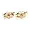 Brass Clear Cubic Zirconia with Synthetic Cat Eye Twister Clasps, Cadmium Free & Lead Free, Flower, Golden, 38.5x22.5x14mm, Hole: 1mm