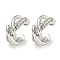 Brass Micro Pave Clear Cubic Zirconia Cuff Earrings, for Women, Platinum, 14.5x6.5mm