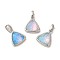 Rack Plating Brass with Synthetic Opal Pendants, Triangle, Mixed Color, 15x12.5x6mm, Hole: 5mm
