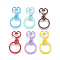 Alloy Swivel Clasps, Swivel Snap Hook, with Iron Rings, Heart, Mixed Color, 60x30mm