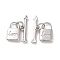 Rack Plating Brass Toggle Clasps, Long-Lasting Plated, Cadmium Free & Lead Free, Lock & Arrow, Platinum, Lock: 12x7.5x2.5mm, Arrow: 17x3x2mm