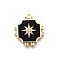 Brass Micro Pave Cubic Zirconia Pendants, Cadmium Free & Nickel Free & Lead Free, Square with Star, with Enamel, Real 18K Gold Plated, 19x17.5x4mm, Hole: 1.2mm