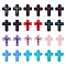 24Pcs Silicone Beads, Cross with Word Jesus, Mixed Color, 30x22x8mm, Hole: 2.5mm