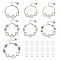 7Pcs 7 Styles Alloy Bracelets & Anklets Making, Hamsa Hand/Heart/Flower Link Bracelet, Blank Cabochon Setting, with 20Pcs Glass Cabochons, Antique Silver, 8-5/8~10-1/4 inch(21.8~25.9cm), Round Tray: 12mm