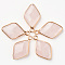 Natural Rose Quartz Pendants, with Light Golden Plated Brass Edge, Rhombus, Faceted, 26x15.5x4.5mm, Hole: 2mm