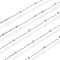 Tarnish Resistant 304 Stainless Steel Boston Link Chains, Satellite Chains, with Beads, Soldered, Stainless Steel Color, 0.6mm