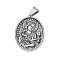 304 Stainless Steel Pendants, Oval with St Barbara Charm, Antique Silver, 36x26x5.5mm, Hole: 8x4mm