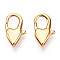 Brass Heart Lobster Claw Clasps, for Jewelry Making, Real 18K Gold Plated, 14x8x3.5mm, Hole: 3x1.2mm