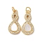Brass Micro Pave Cubic Zirconia Pendants, Cadmium Free & Lead Free, with Shell, Real 18K Gold Plated, Infinity, Clear, 21x10x3mm, Hole: 3mm