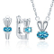 Anti-Tarnish Rabbit Rhodium Plated 925 Sterling Silver Micro Pave Cubic Zirconia Jewelry Set, Hoop Earrings & Pendant Necklace, Platinum, Necklaces: 12.20 inch(31cm), Earrings: 15x5mm