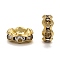 Brass Grade A Crystal Rhinestone Spacer Beads, Cadmium Free & Lead Free, Waves Edge, Rondelle, Golden, 8x3.5mm, Hole: 1mm
