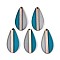 Transparent Resin & Wood Pendants, Teardrop, Two Tone, Steel Blue, 38x18x3.2~3.5mm, Hole: 2mm