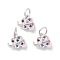 Brass Micro Pave Cubic Zirconia Charms, Elephant, Colorful, Platinum, 10x11x2mm, Hole: 4mm