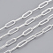 Brass Paperclip Chains, Flat Oval, Drawn Elongated Cable Chains, Soldered, with Spool, Cadmium Free & Lead Free, Silver Color Plated, 6x2.6x0.4mm, about 16.4 Feet(5m)/roll