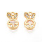 Brass Micro Pave Cubic Zirconia Charms, Rabbit, Real 18K Gold Plated, 12x7x3.5mm, Hole: 1.4mm