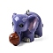 Resin Pendants, Elephant with Basketball Charms, with Platinum Iron Loops, Medium Purple, 22x23x34mm, Hole: 2mm