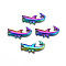 Rainbow Color Alloy Pendants, Cadmium Free & Lead Free, Shark, 30x16.5x3mm, Hole: 2.5x4mm